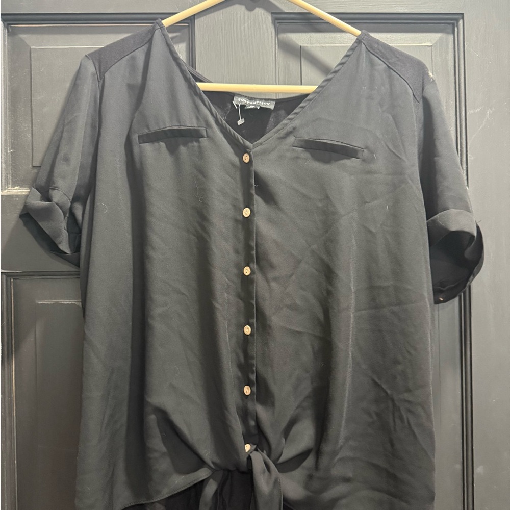 Chic Black Women's Blouse with Button Detail